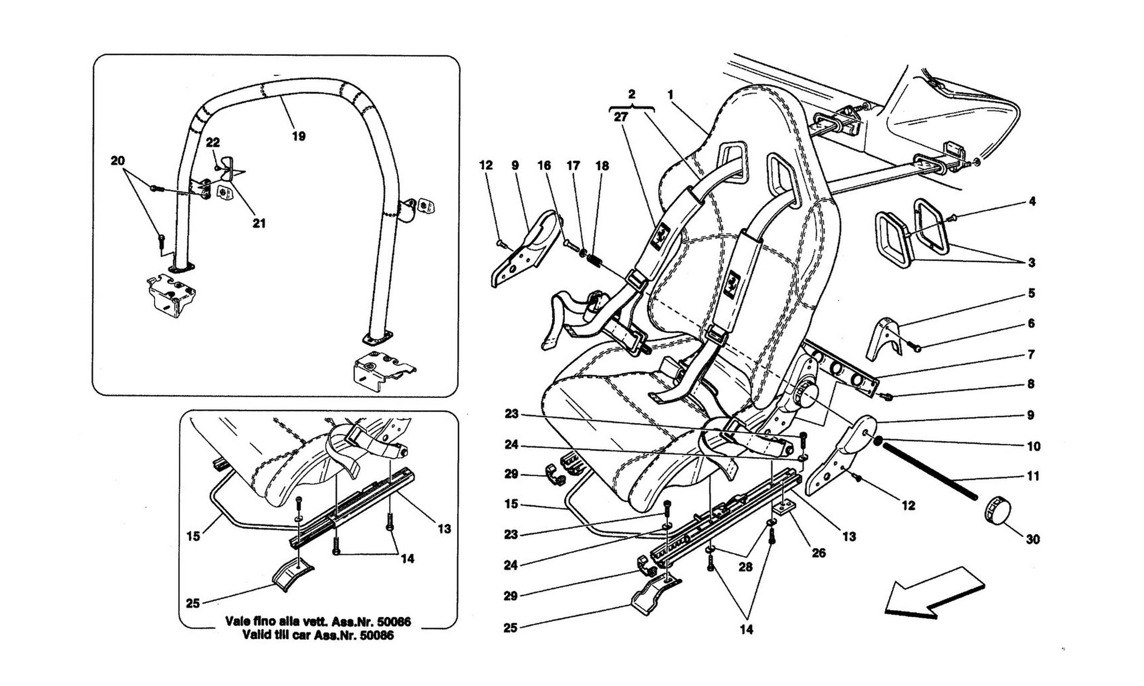 Schematic: Racing Seat-4 Point Belts-Roll Bar