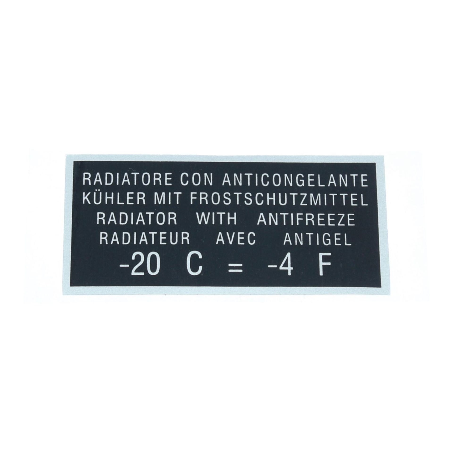 Radiator With Antifreeze Sticker