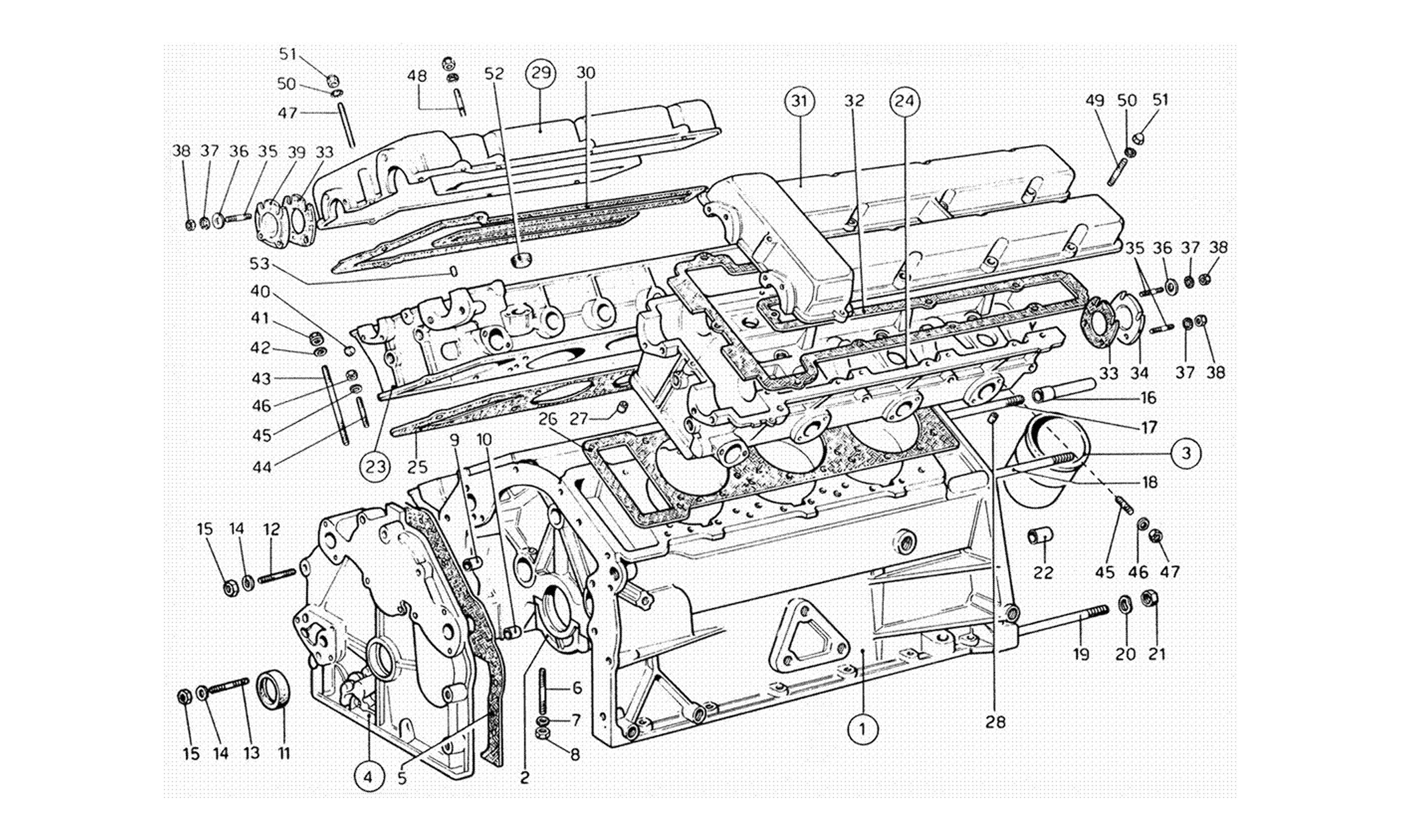 Schematic: Crankcase And Cylinder Heads