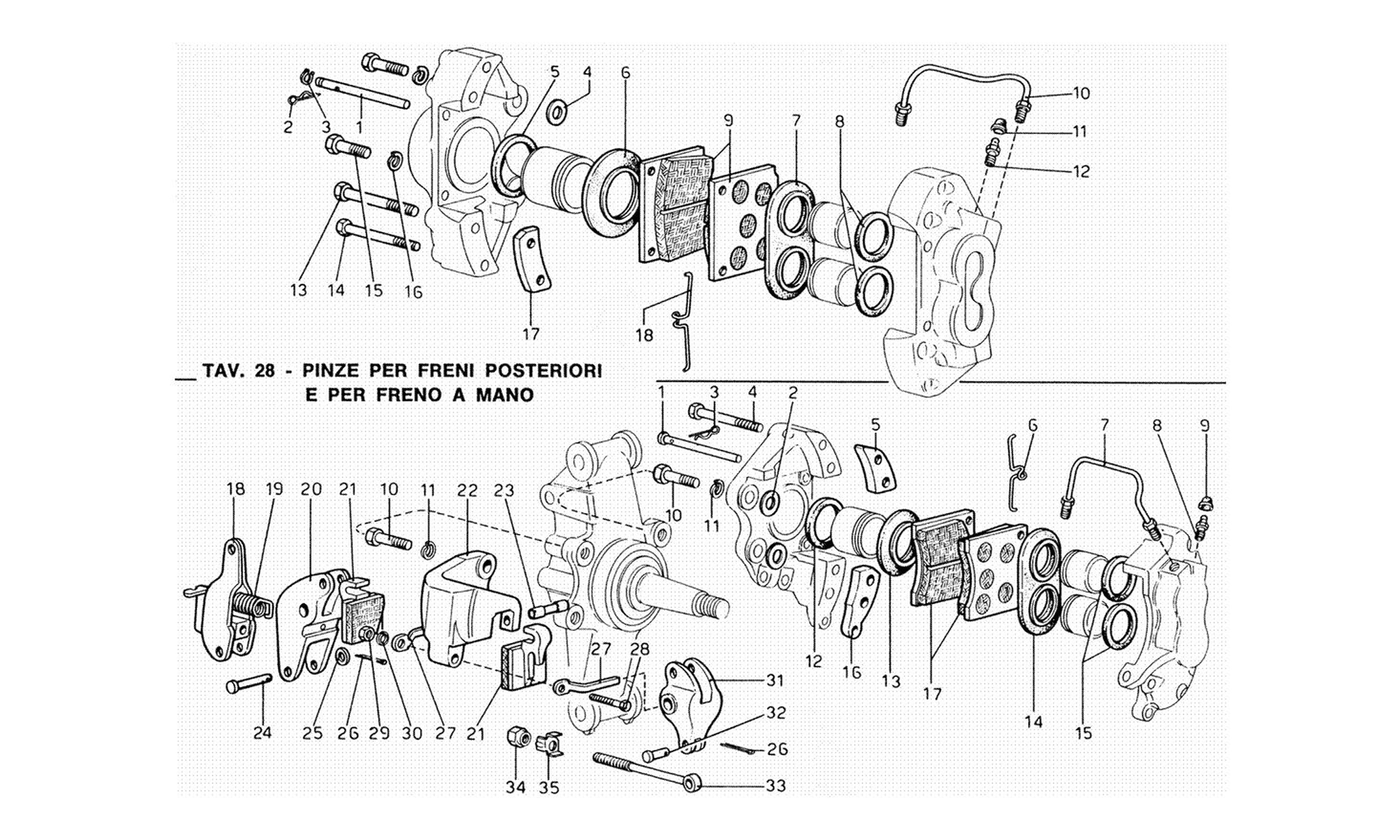 Schematic: Hand Brake And Brakes Front And Rear Caliper: 