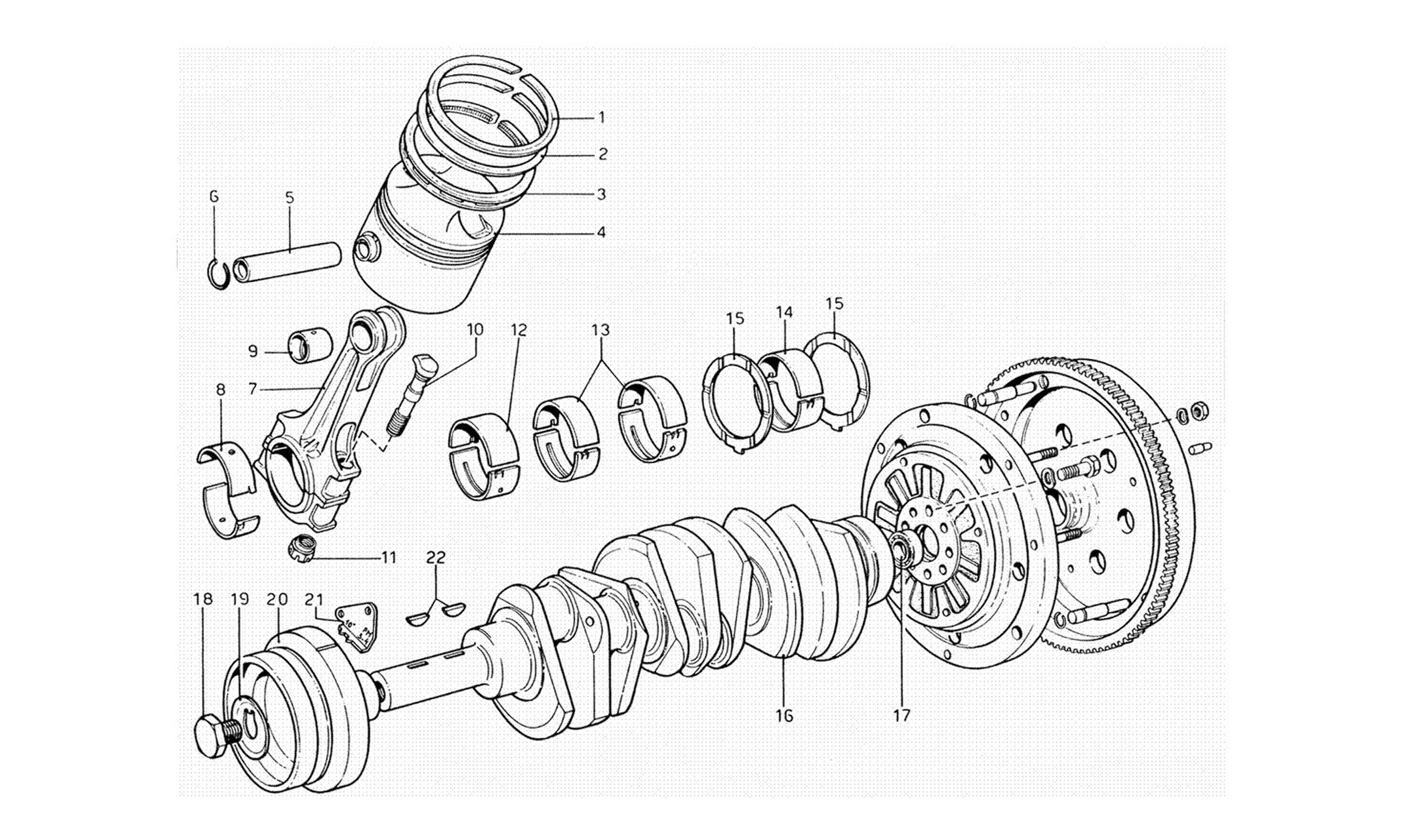 Schematic: Crankshaft, Connecting Rods And Pistons