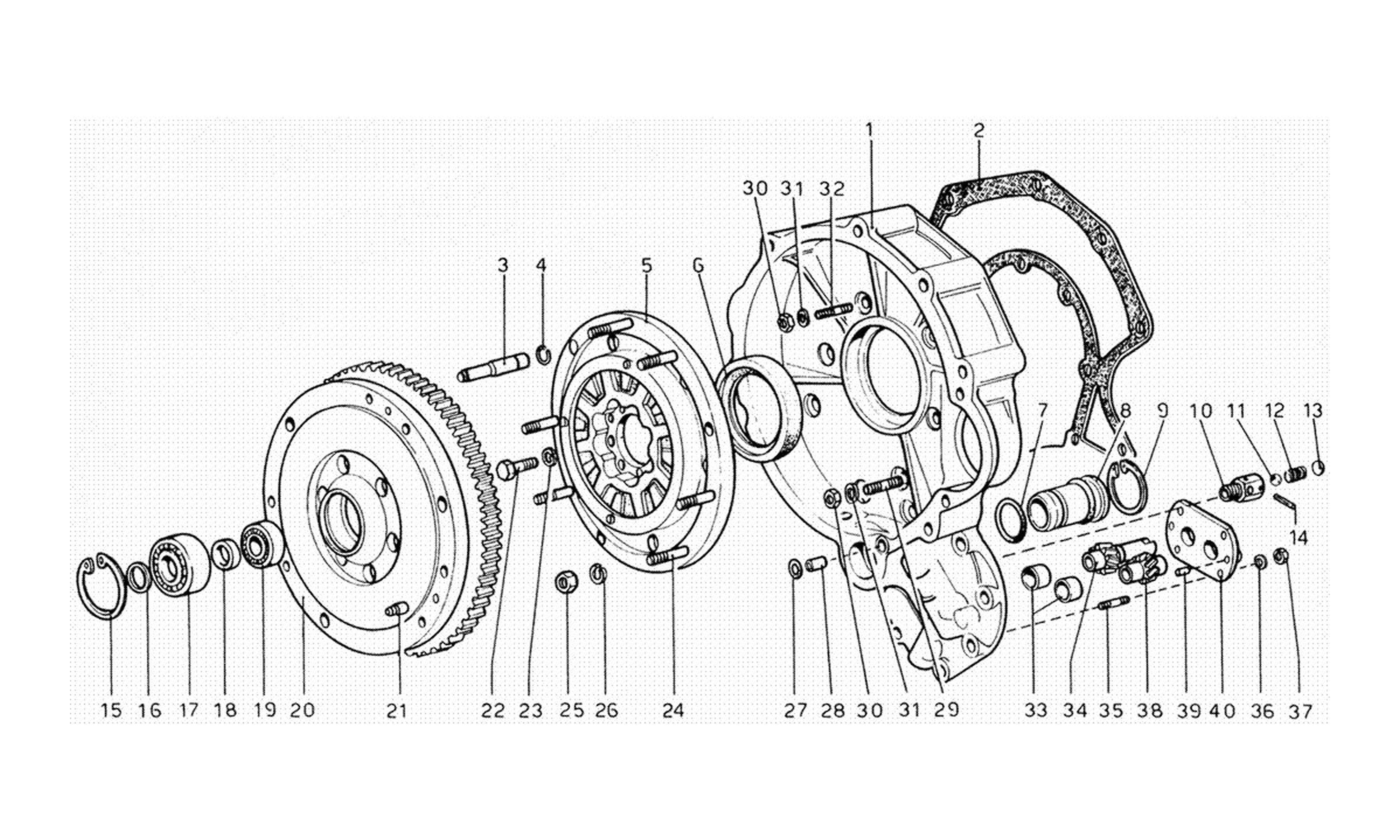 Schematic: Flywheel And Iritermediate Gear Box Housing