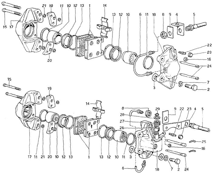 Schematic: Calipers For Front And Rear Brakes