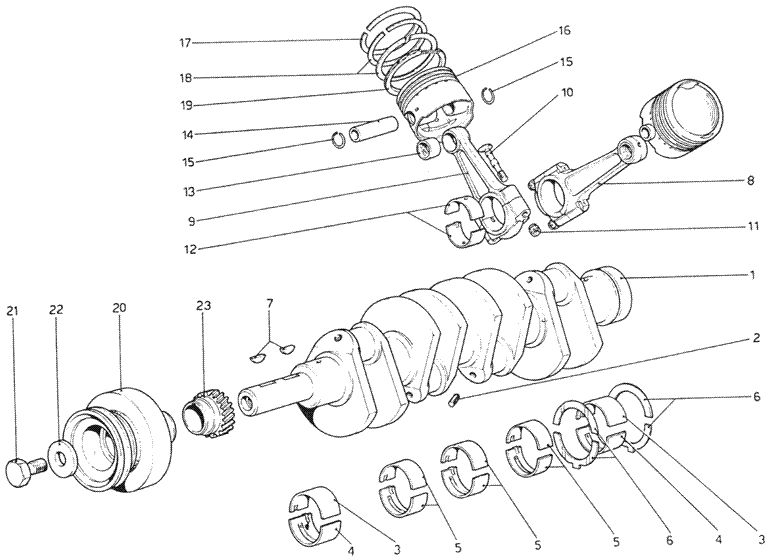 Schematic: Crankshaft - Connecting Rods And Pistons