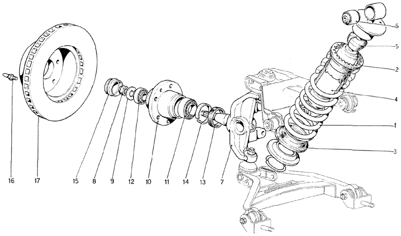 Schematic: Front Suspension - Shock Absorber And Brake Disc