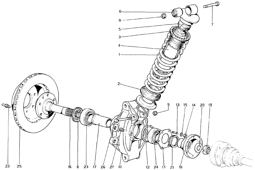 Schematic: Rear Suspension - Shock Absorber And Brake Disc