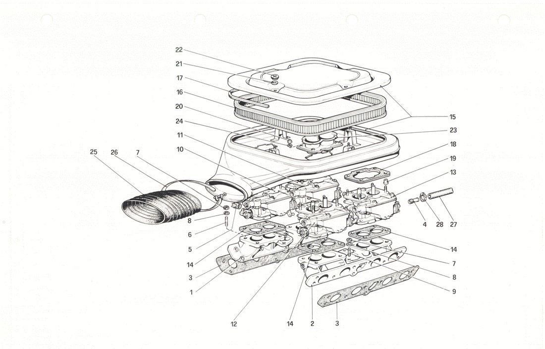 Schematic: Carburettors and air cleaner