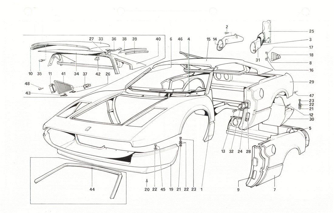 Schematic: Body shell - Outer elements