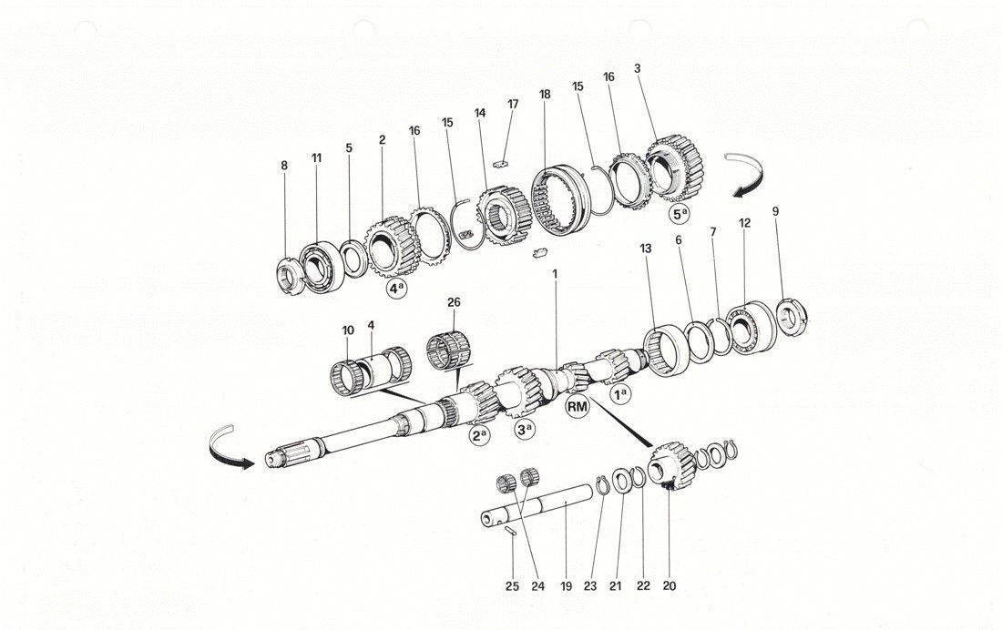 Schematic: Main shaft gears