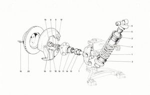 Front suspension - Shock absorber and brake disc