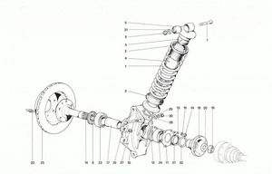 Rear suspension - Shock absorber and brake disc