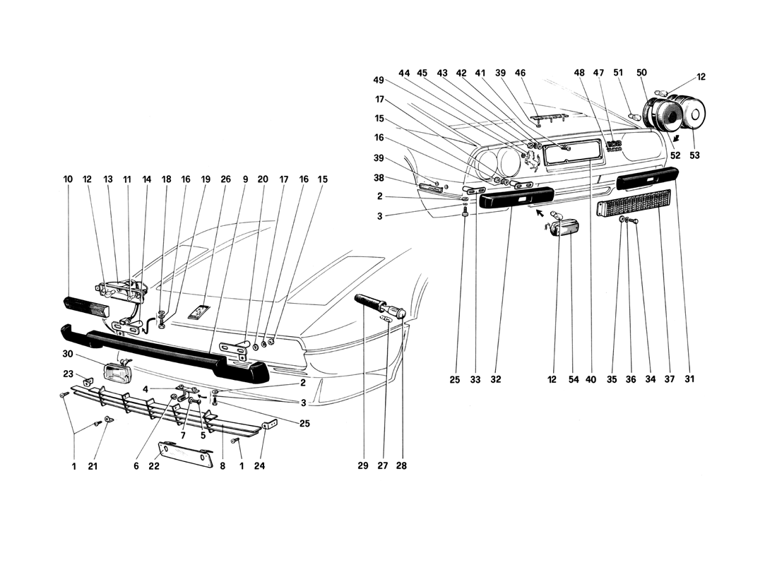 Schematic: Bumpers, Mouldings And External Lights