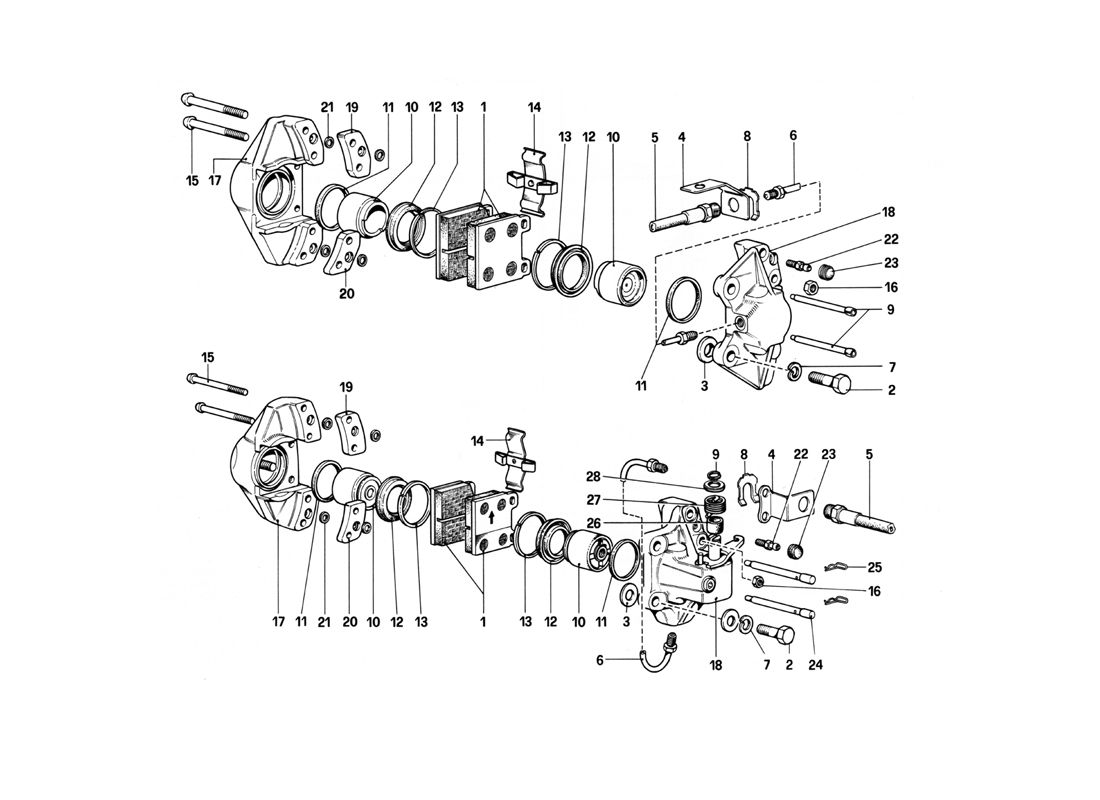 Schematic: Calipers For Front And Rear Brakes