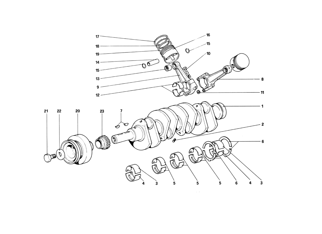 Schematic: Crankshaft - Connecting Rods And Pistons