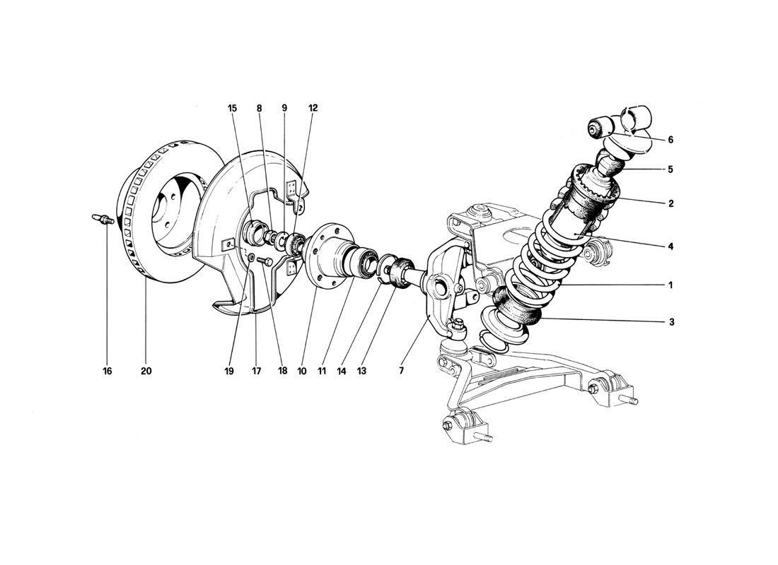 Schematic: Front Suspension - Shock Absorber And Brake Disc