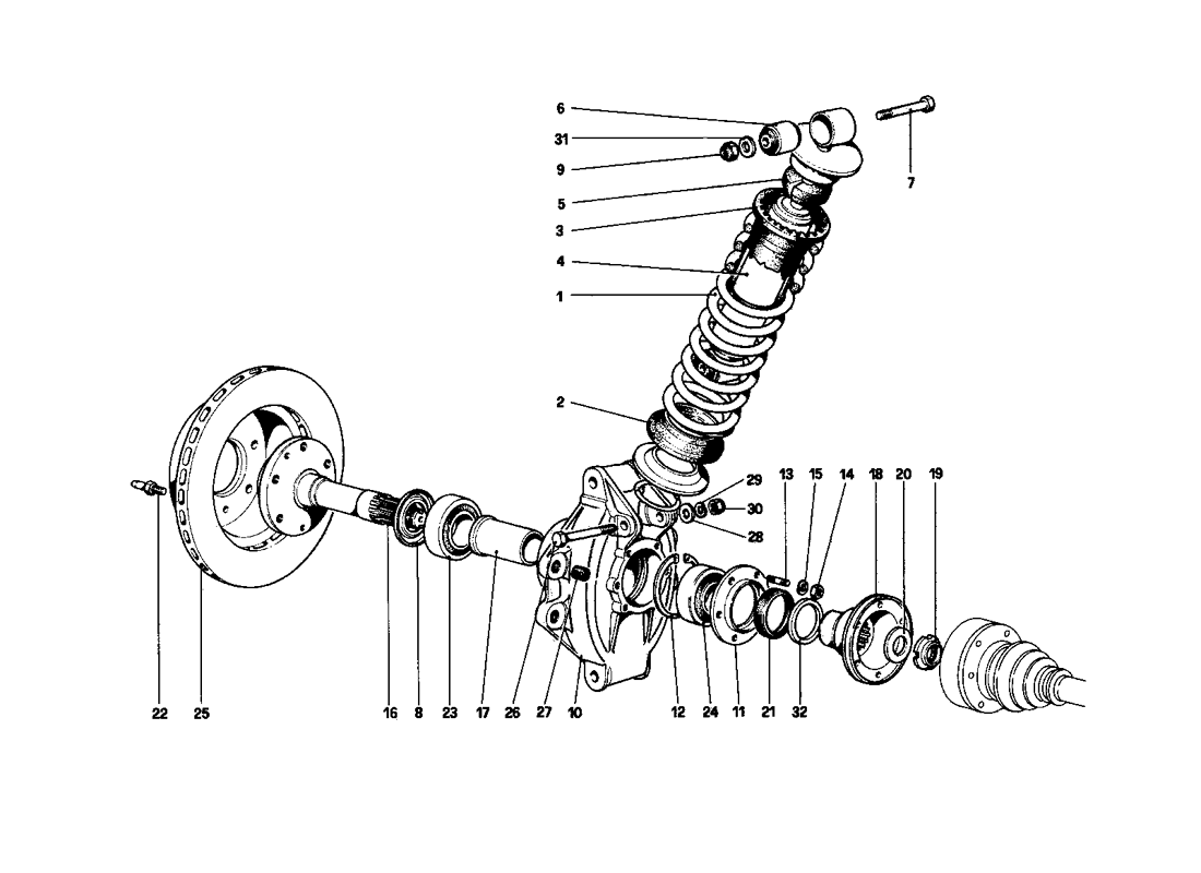 Schematic: Rear Suspension - Shock Absorber And Brake Disc