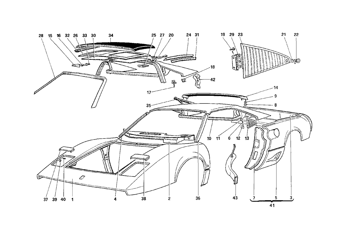 Schematic: Body Shell - Outer Elements