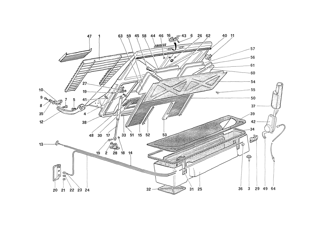 Schematic: Rear Bonnet and Luggagr Compartment Covering