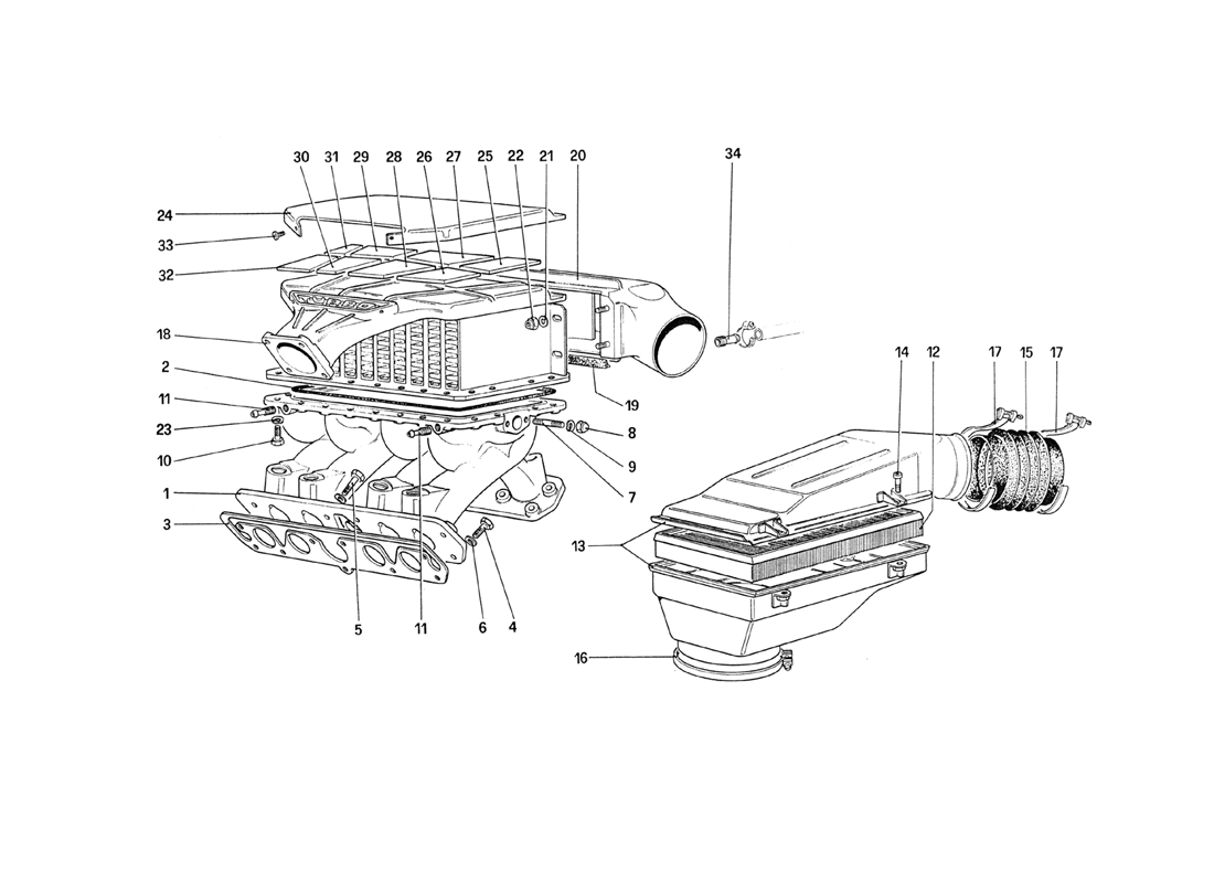 Schematic: Air Intake, Manifolds and Heat Exchangers