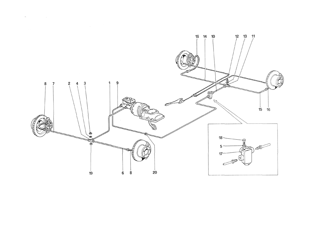 Schematic: Brake System (for car without Antiskid System)