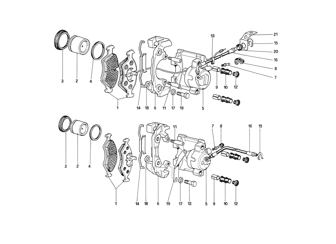 Schematic: Calipers for Front and Rear Brakes