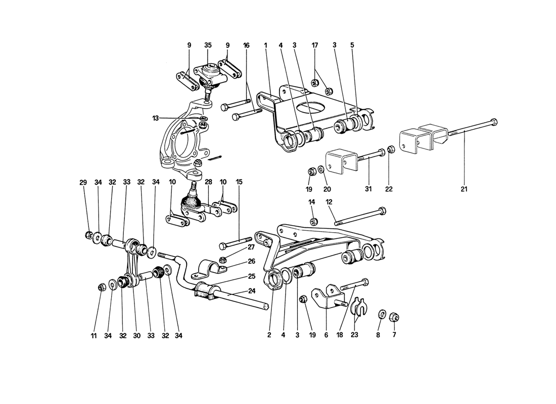 Schematic: Front Suspension - Wishbones (up to car No. 76625)