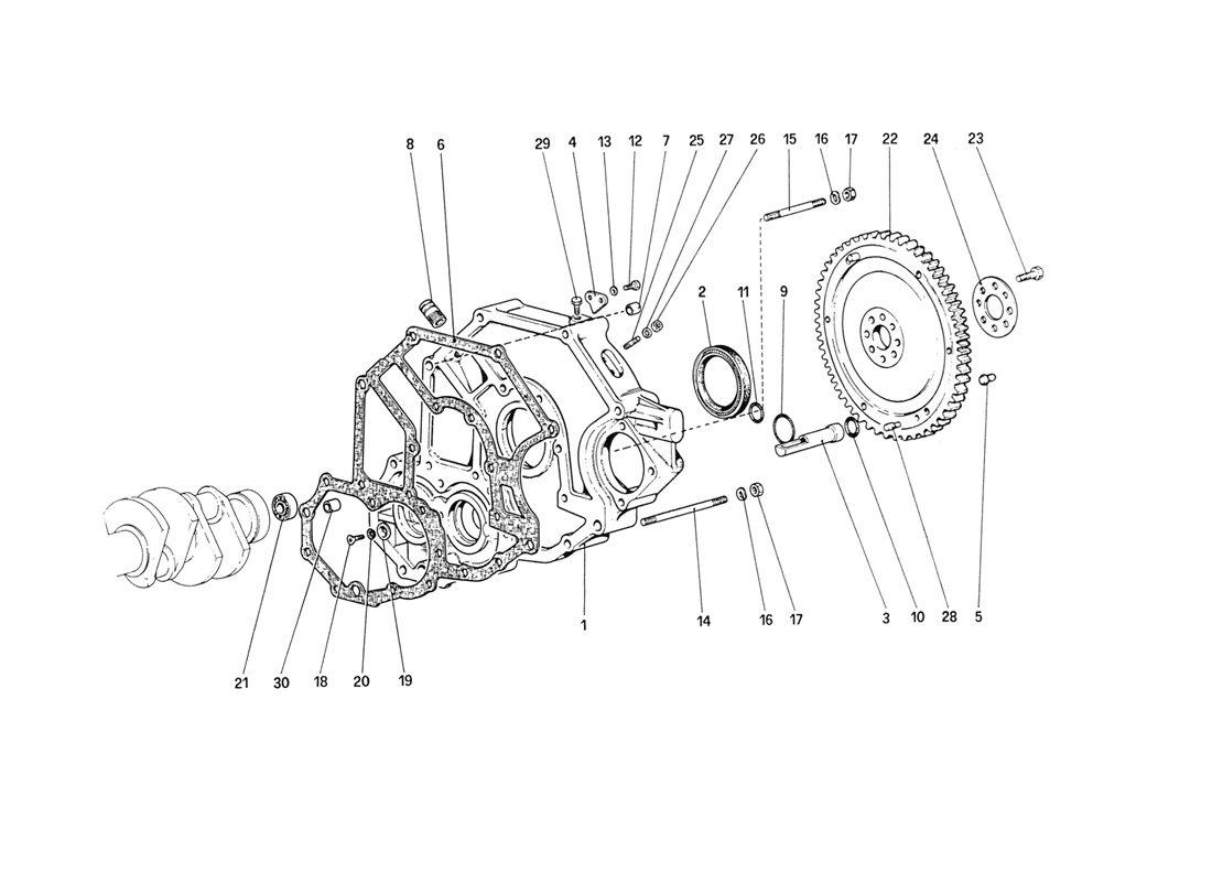 Schematic: Flywheel and Clutch Housing Spacer