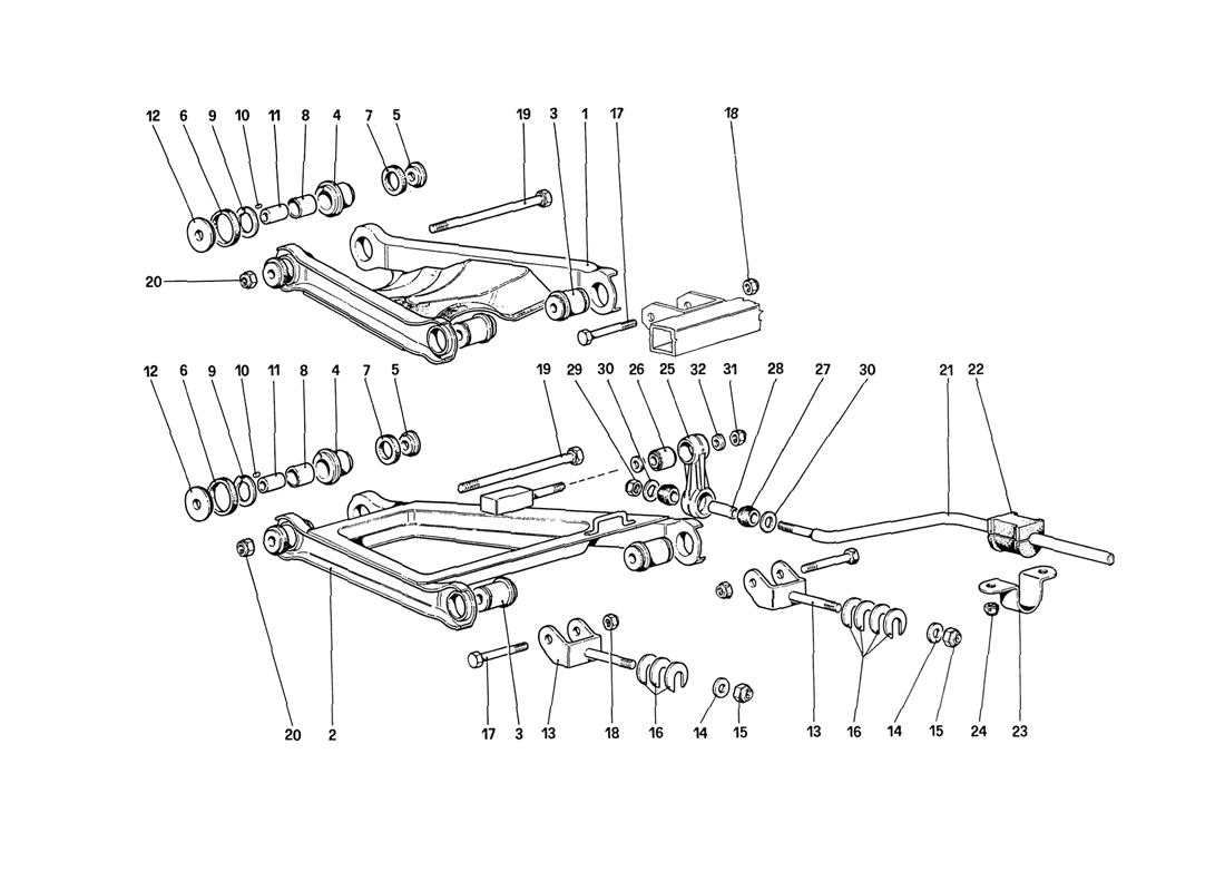 Schematic: Rear Suspension - Wishbones (up to car No. 76625)