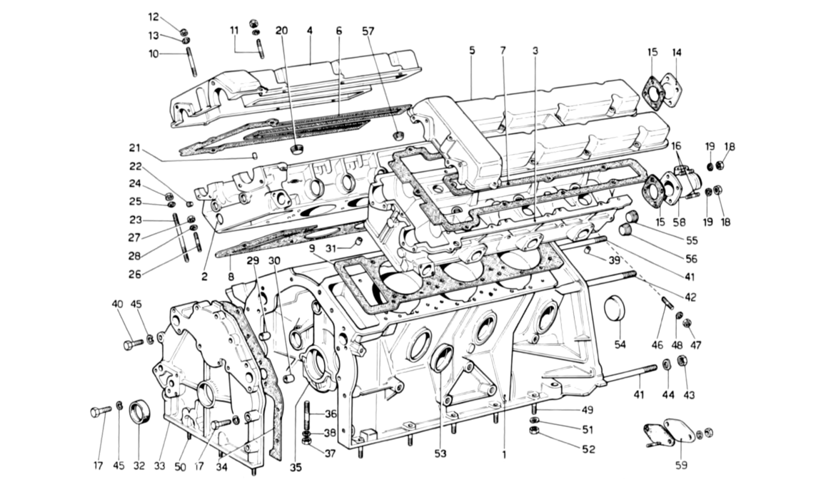 Schematic: Crankcase and Cylinder Heads