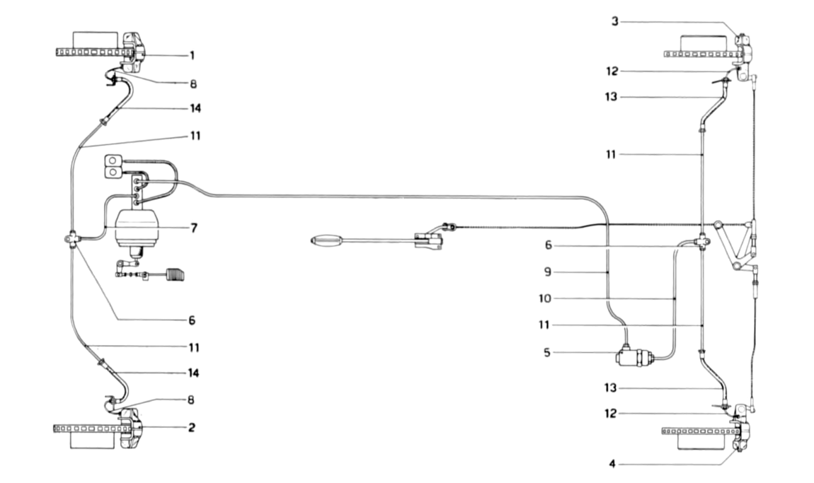 Schematic: Brake Hydraulic System on Wheels