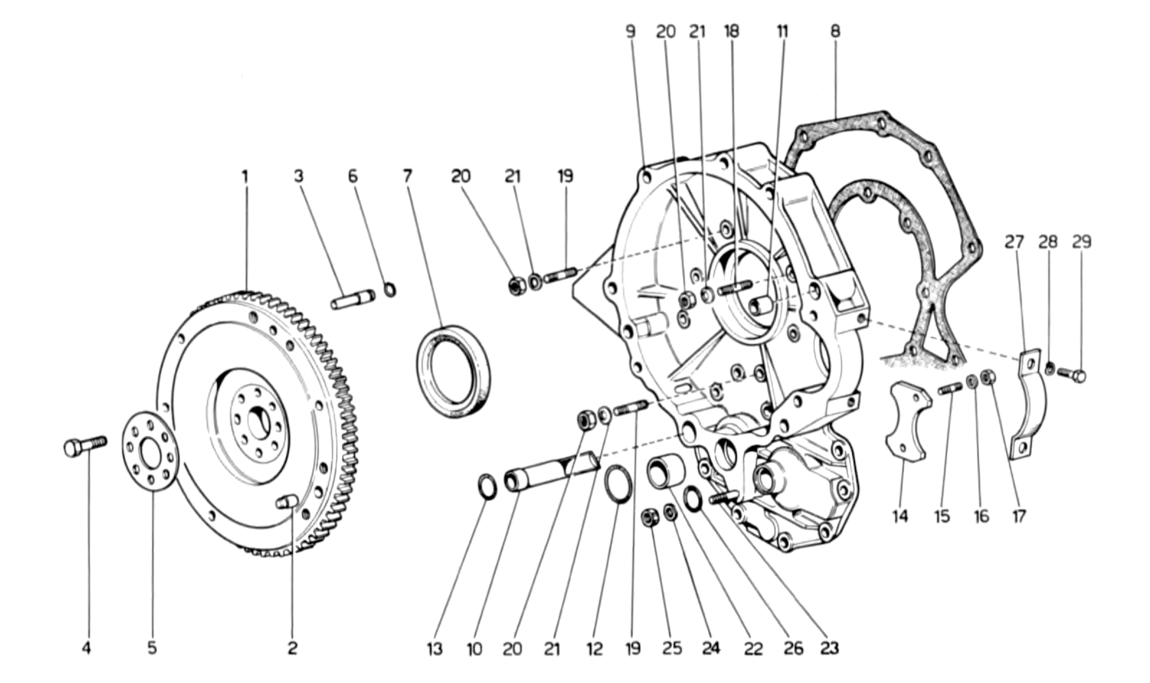 Schematic: Flywheel and Intermediate Gearbox Housing