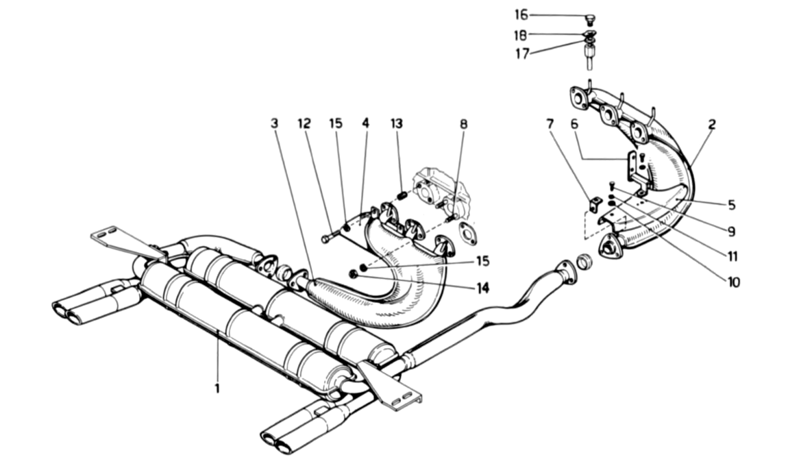 Schematic: Exhaust System (Variants for USA Versions)