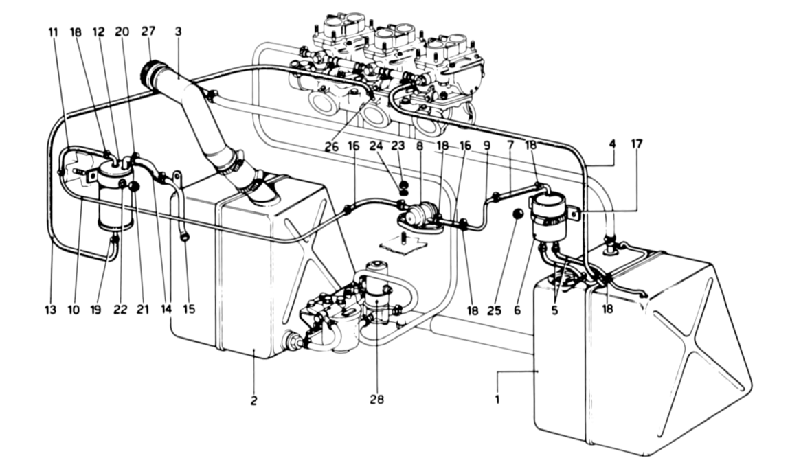 Schematic: Fuel System (Variants for USA Versions)