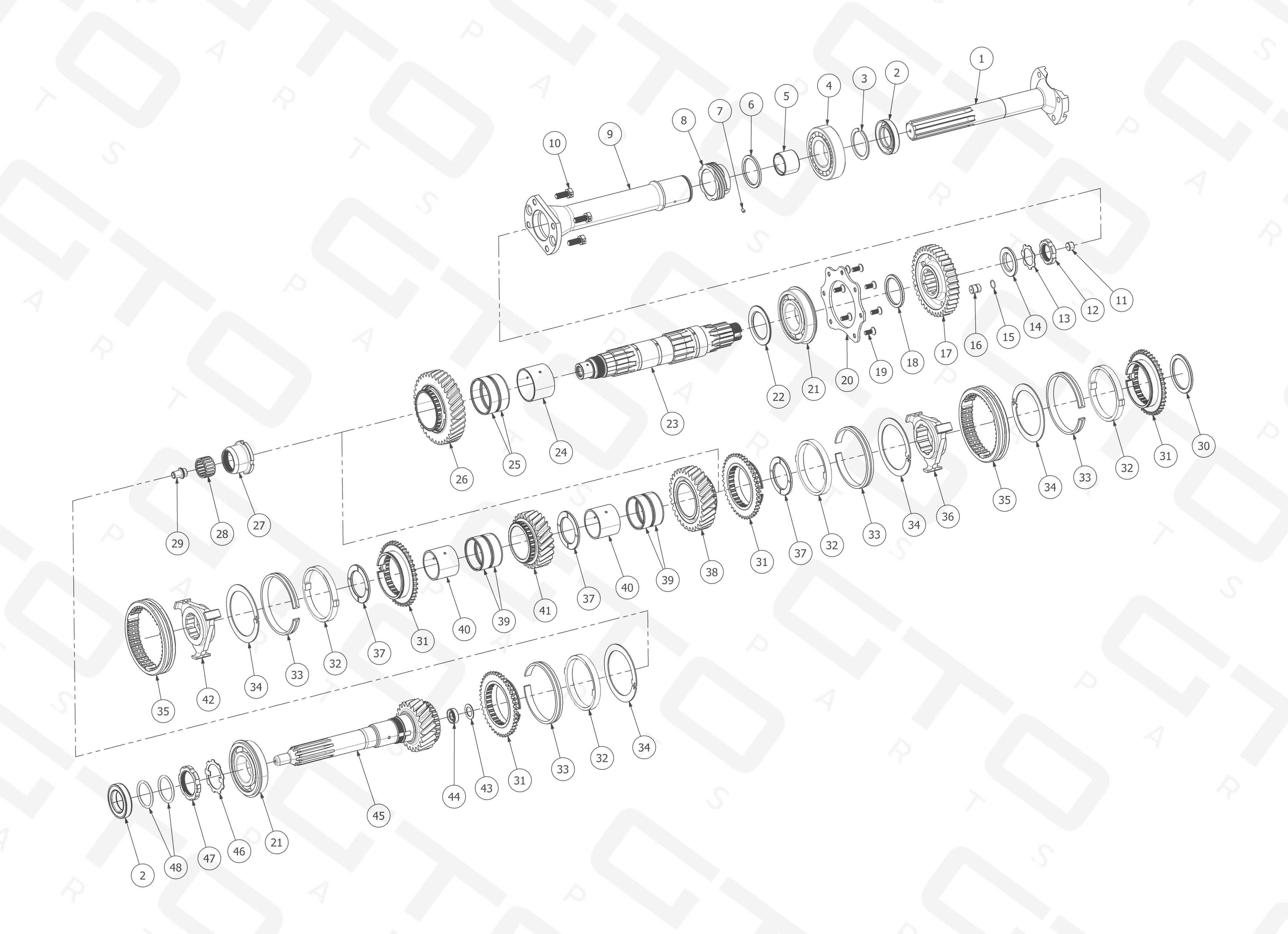 Schematic: Output Shaft Assembly