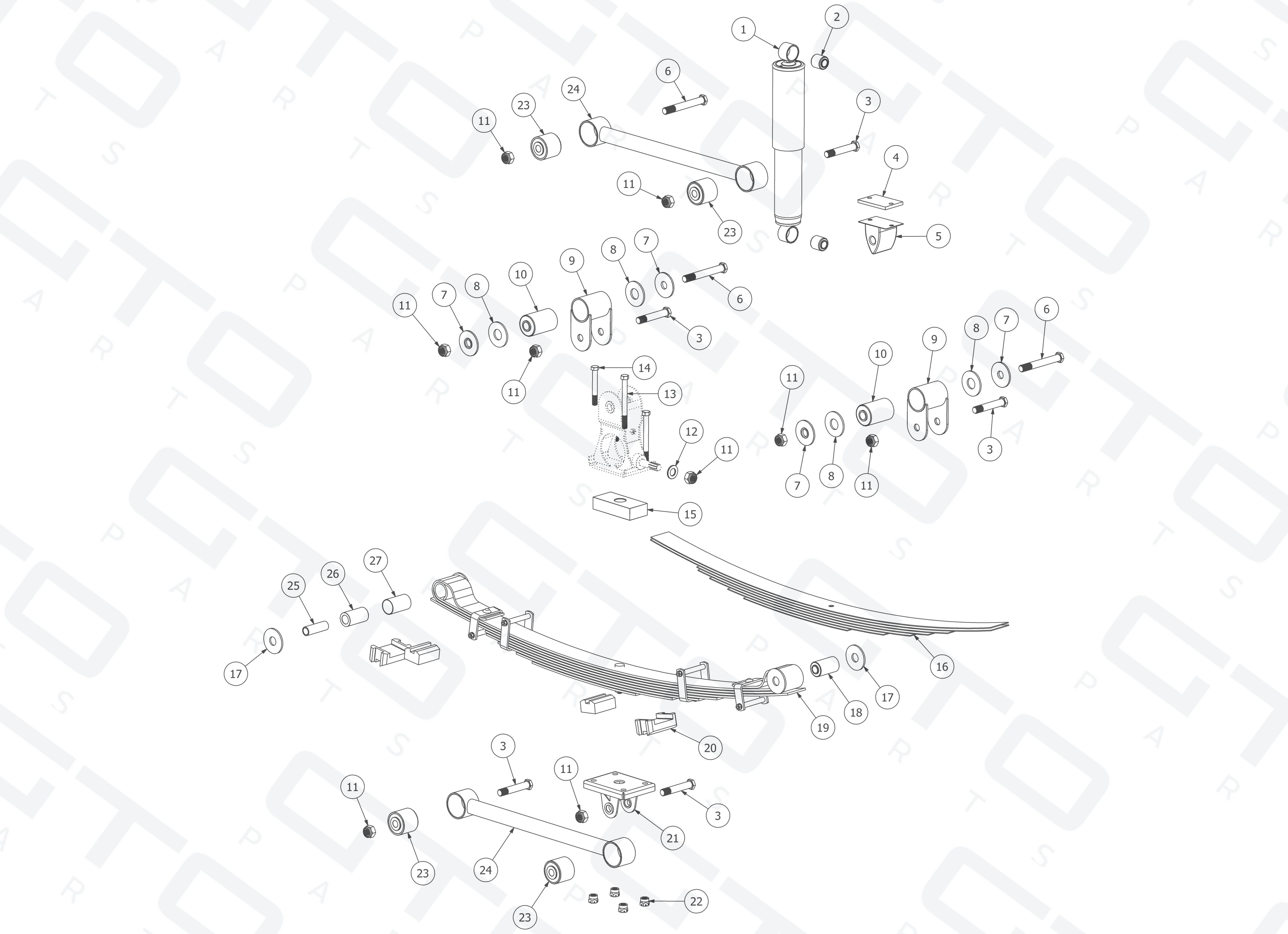 Schematic: Rear Suspension (Leaf Spring, Etc.)