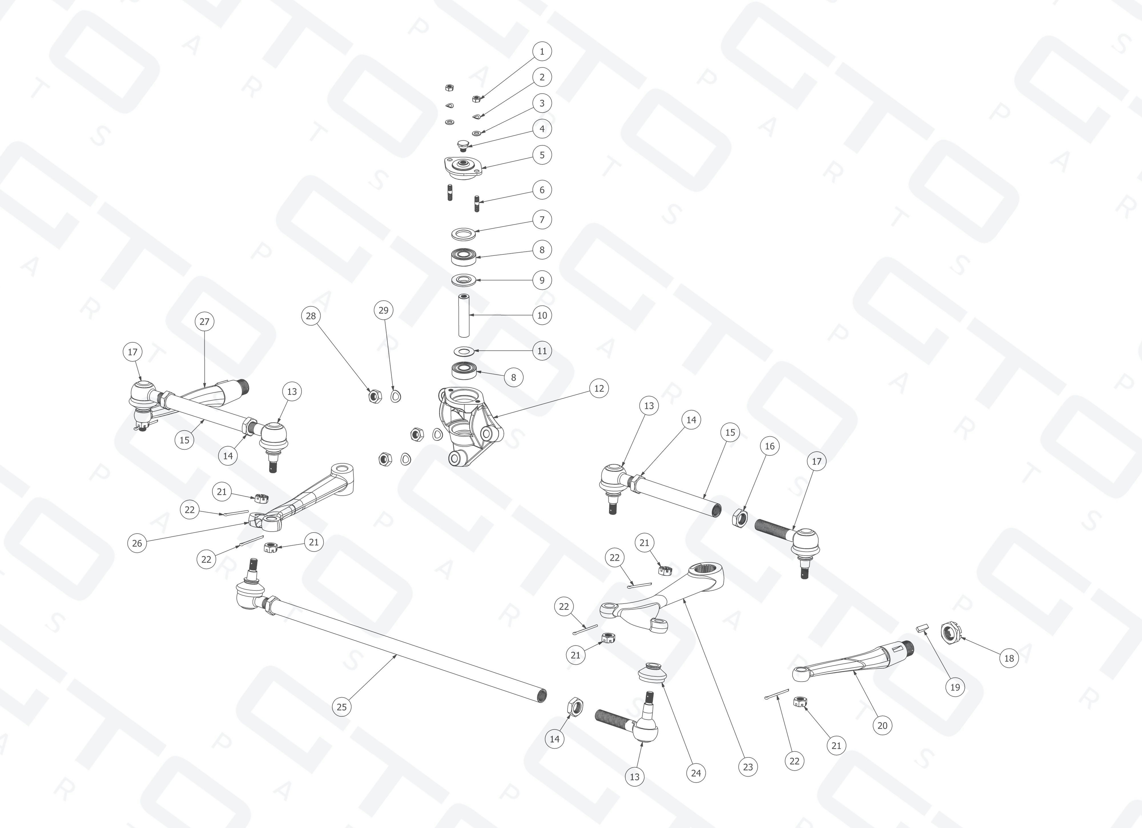 Schematic: Steering Idler & Rods Assembly