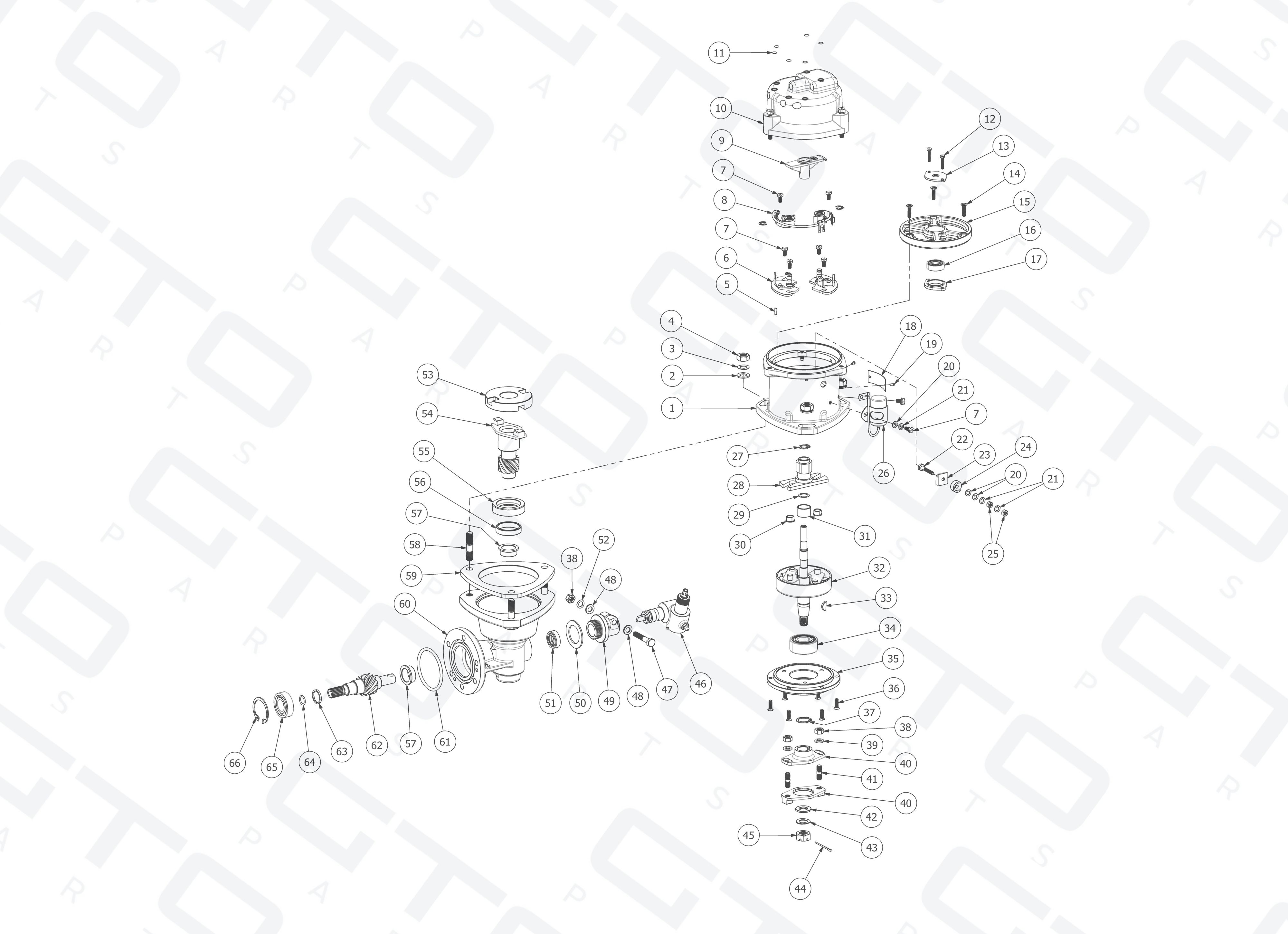 Schematic: Angle Drive & Distributor Assembly