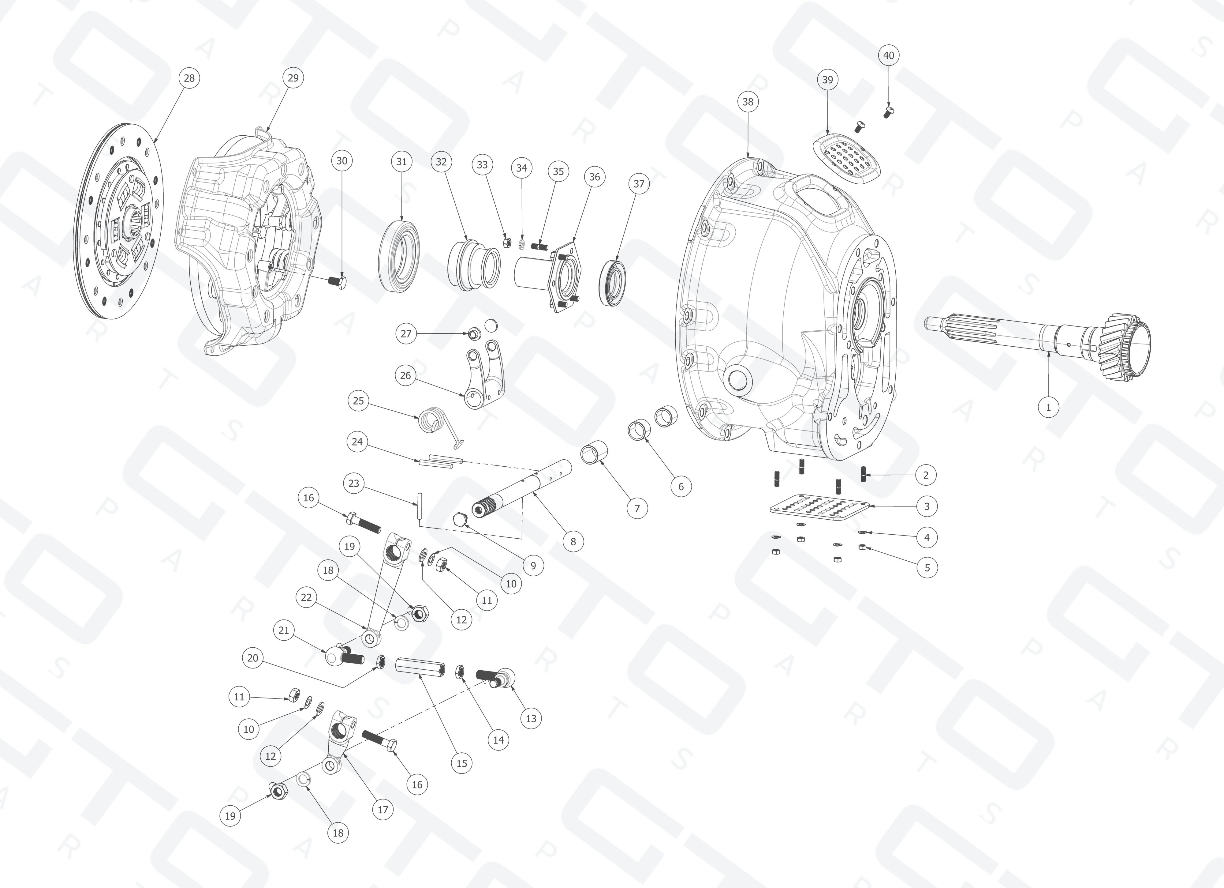 Schematic: Clutch & Controls Assembly