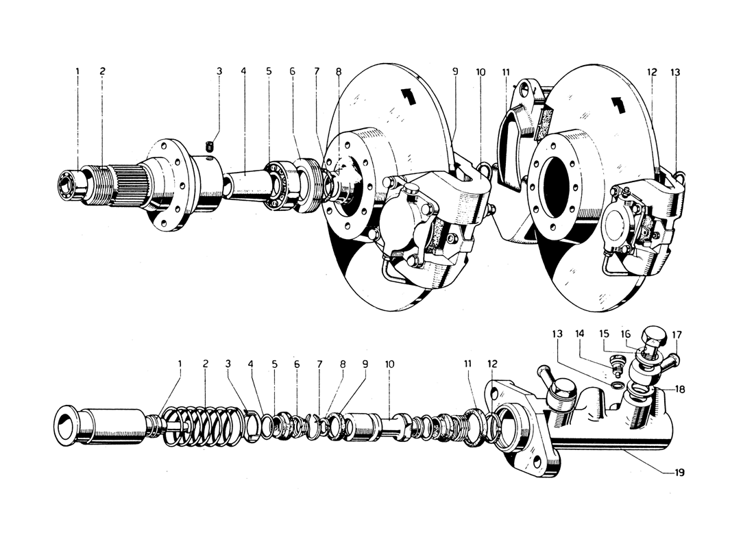 Schematic: Rear Brake Discs & Clutch Master Cylinder