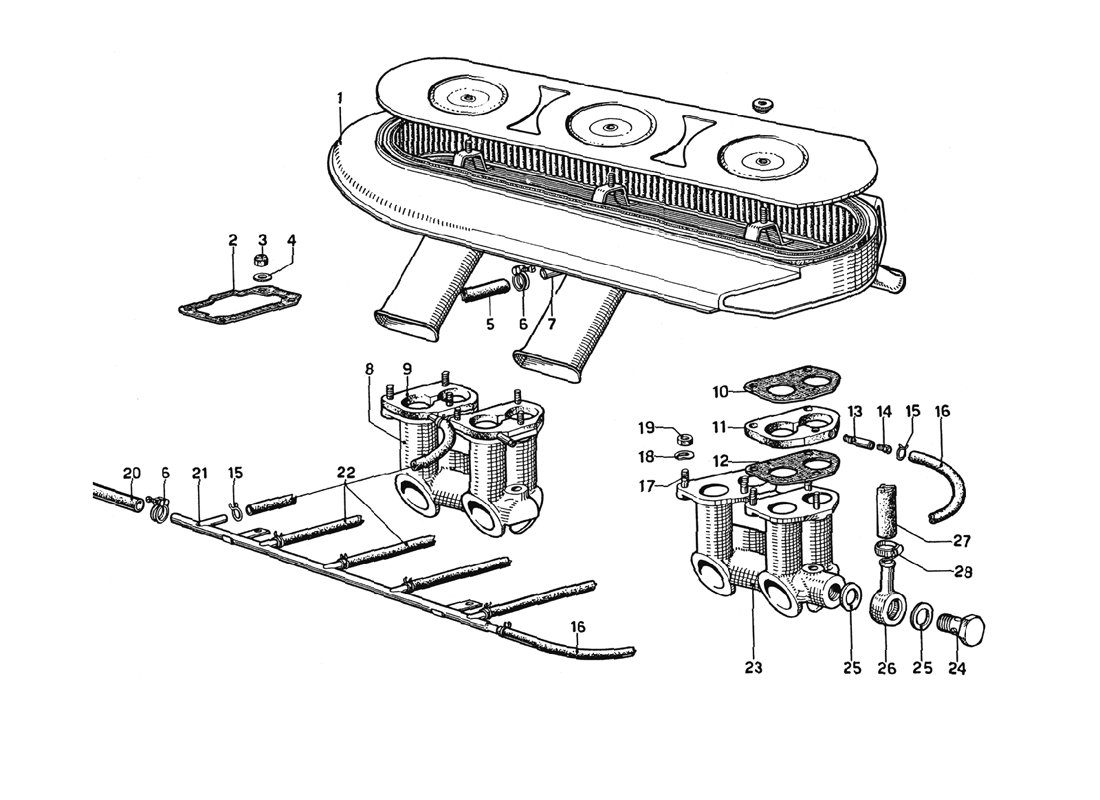 Schematic: Air Filter - Manifolds - Blow-By