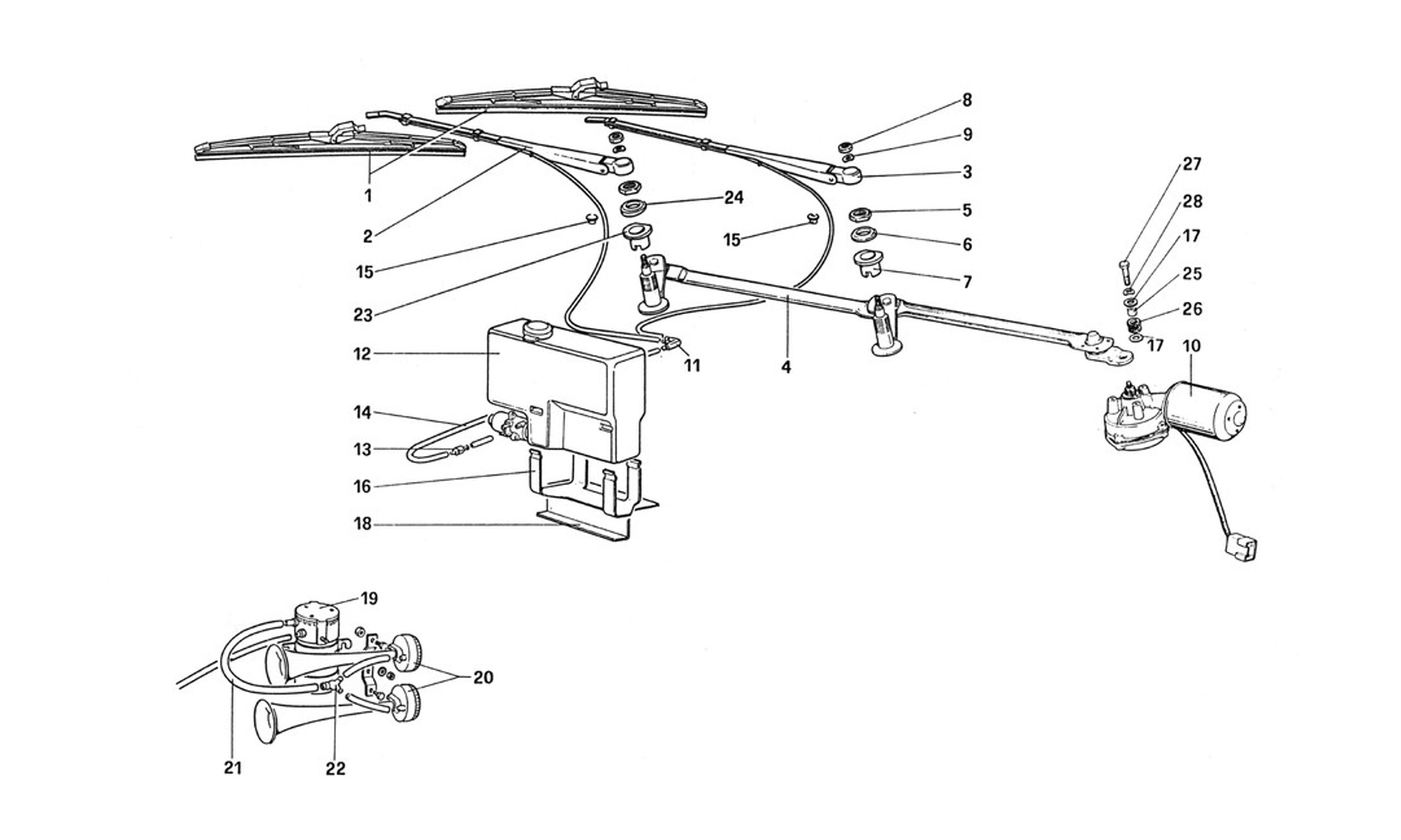 Schematic: Windshield Wiper - Washer And Horn