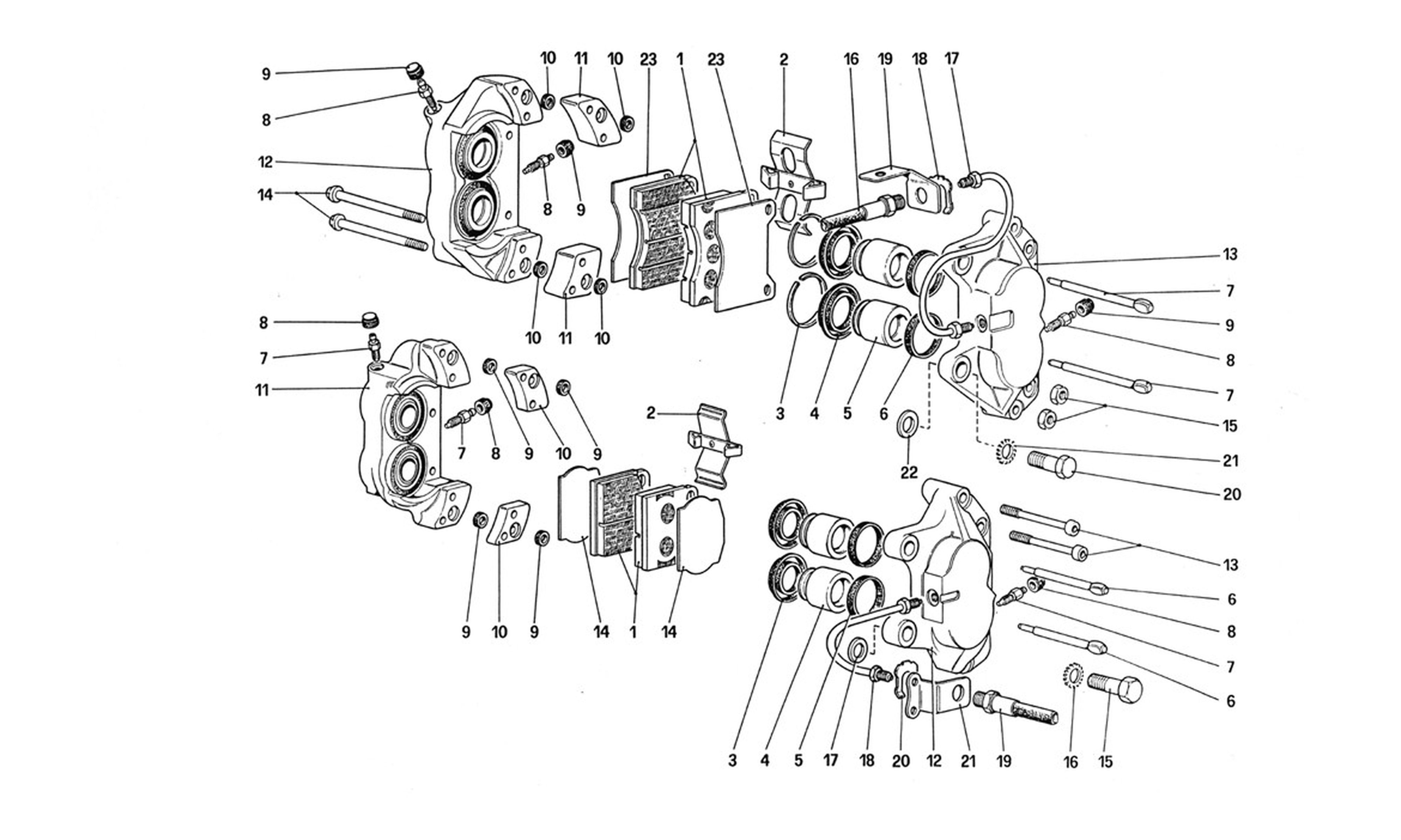 Schematic: Calipers For Front And Rear Brakes