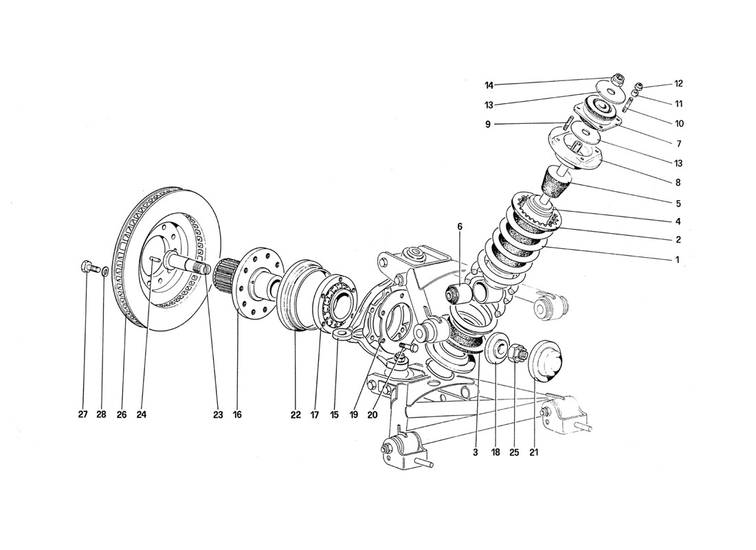 Schematic: Front Suspension - Shock Absorber And Brake Disc