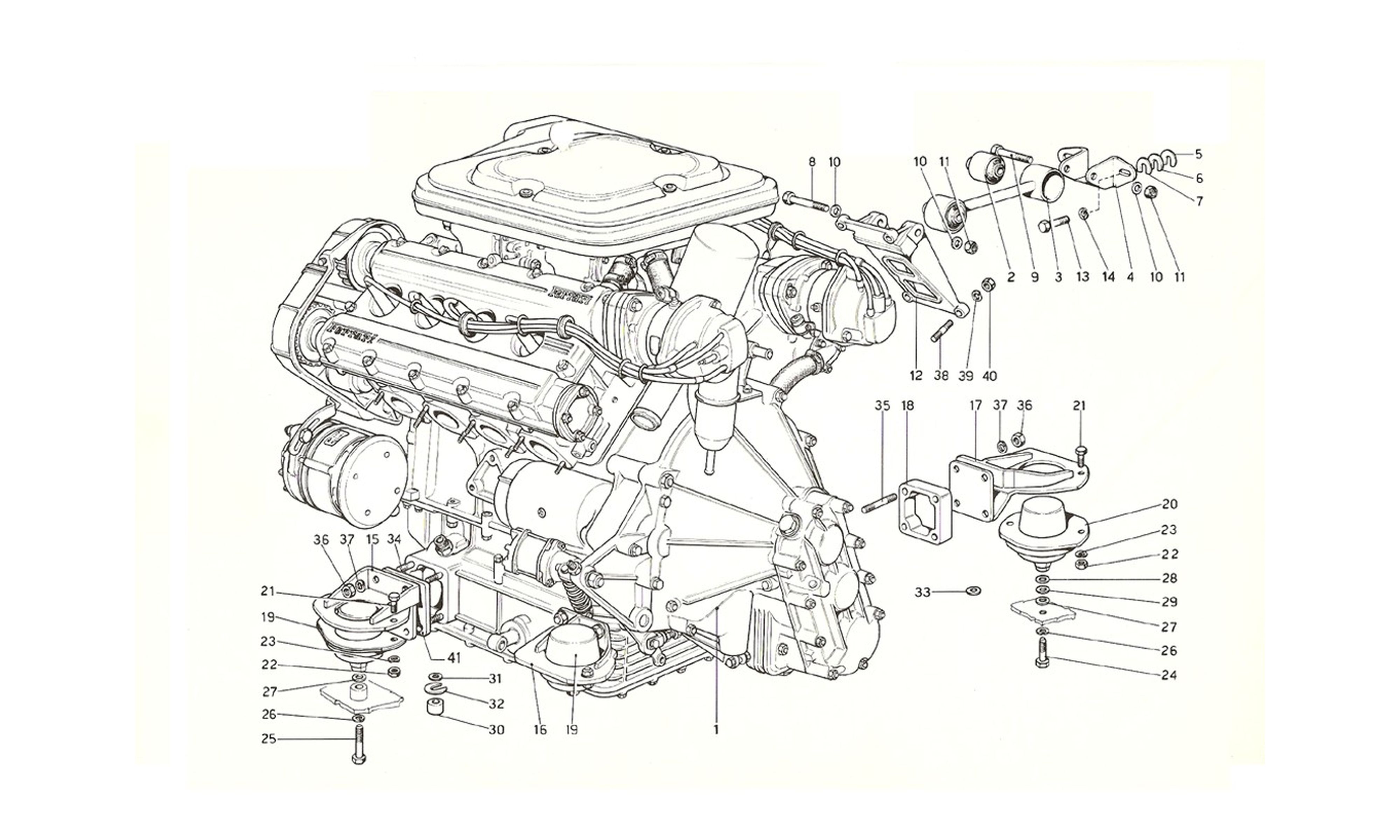 Schematic: Engine - Gearbox And Supports