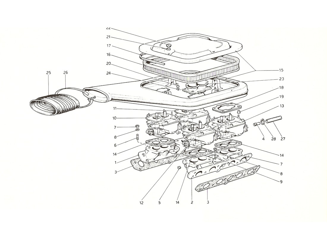 Schematic: Carburettors And Air Cleaner