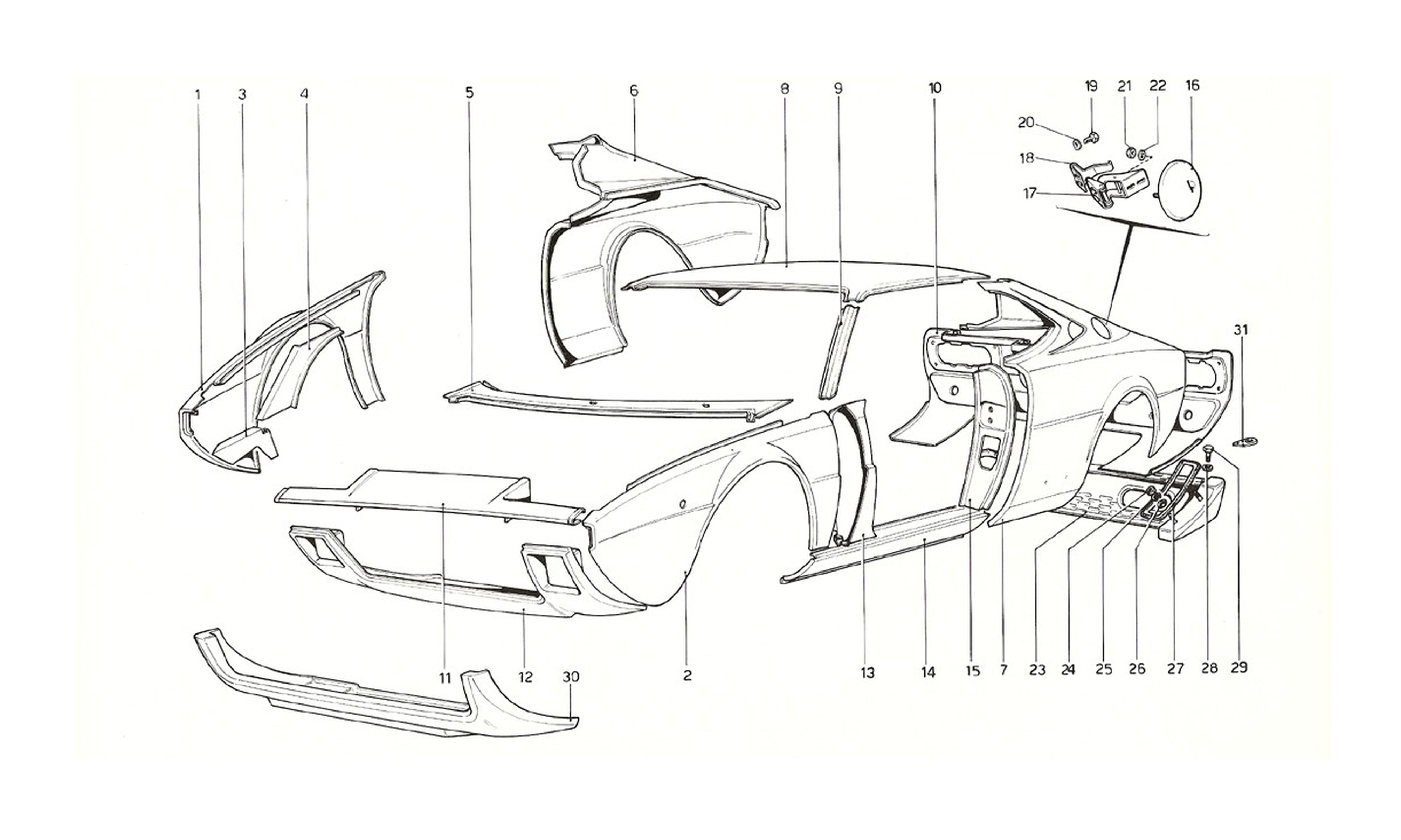 Schematic: Body Shell - Outer Elements