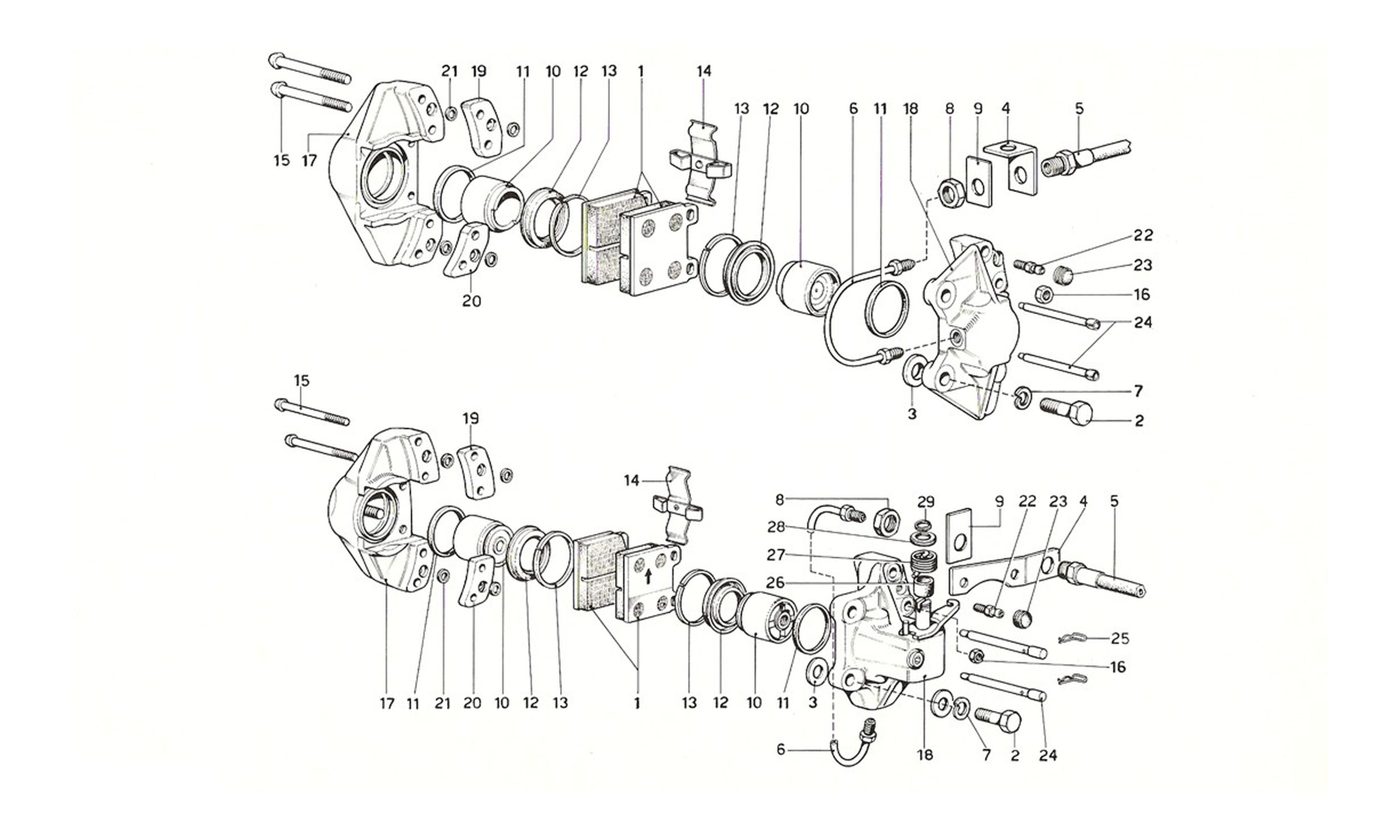 Schematic: Calipers For Front And Rear Brakes