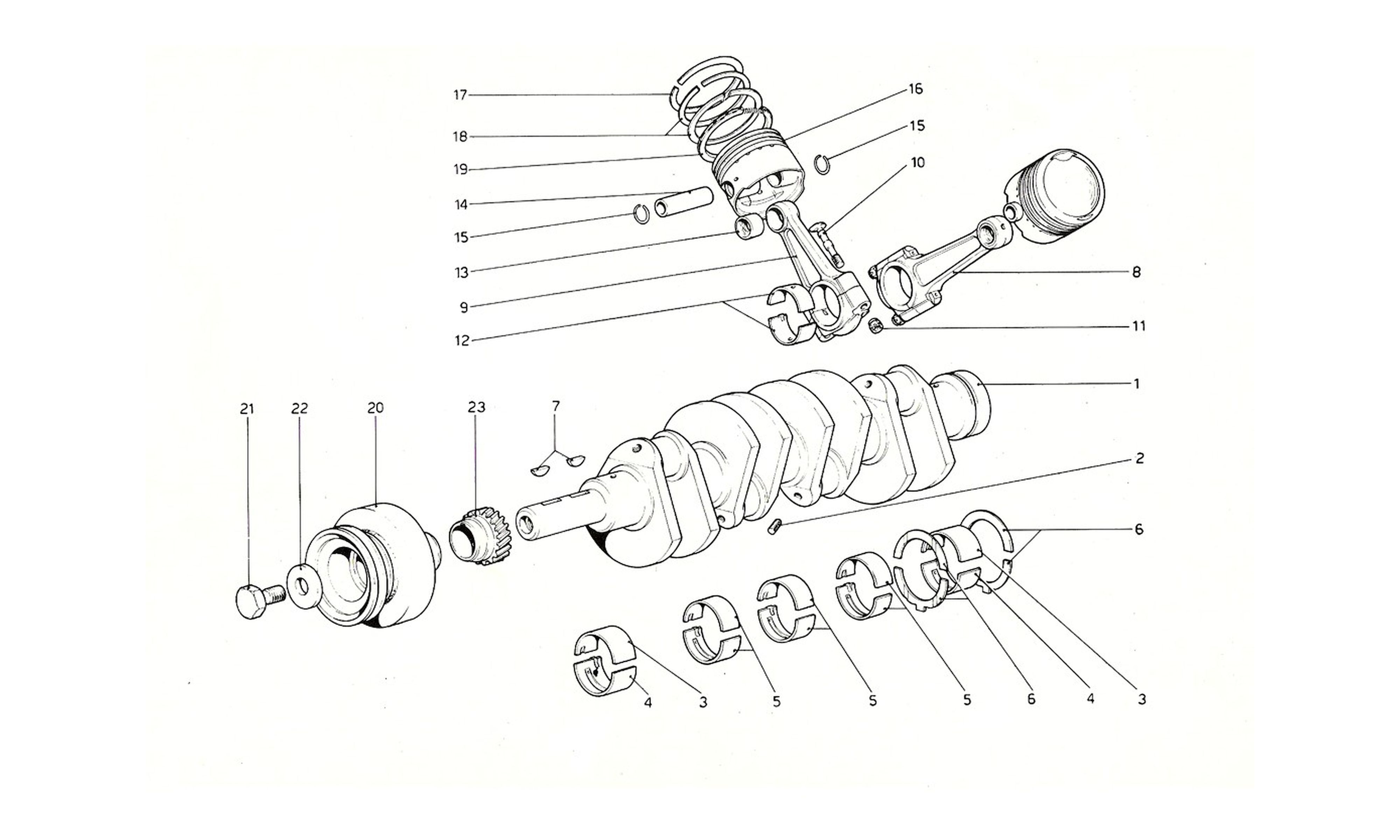 Schematic: Crankshaft - Connecting Rods And Pistons