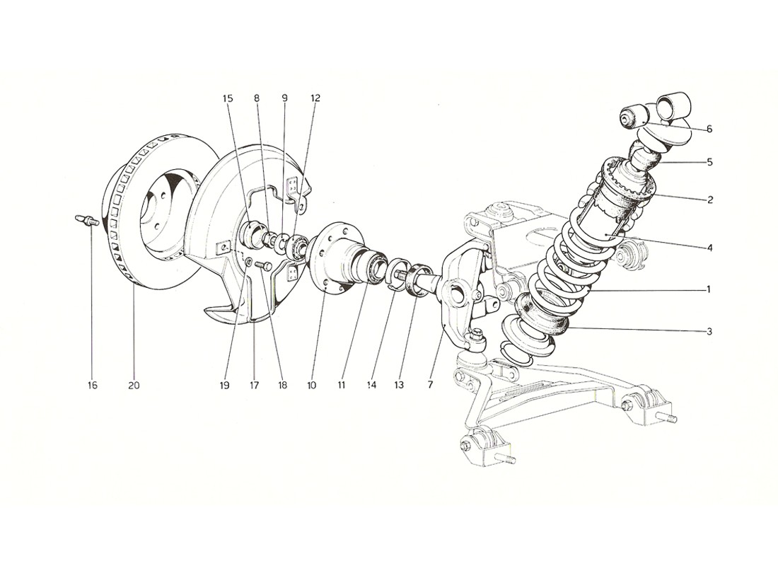 Schematic: Front Suspension - Shock Absorber And Brake Discs