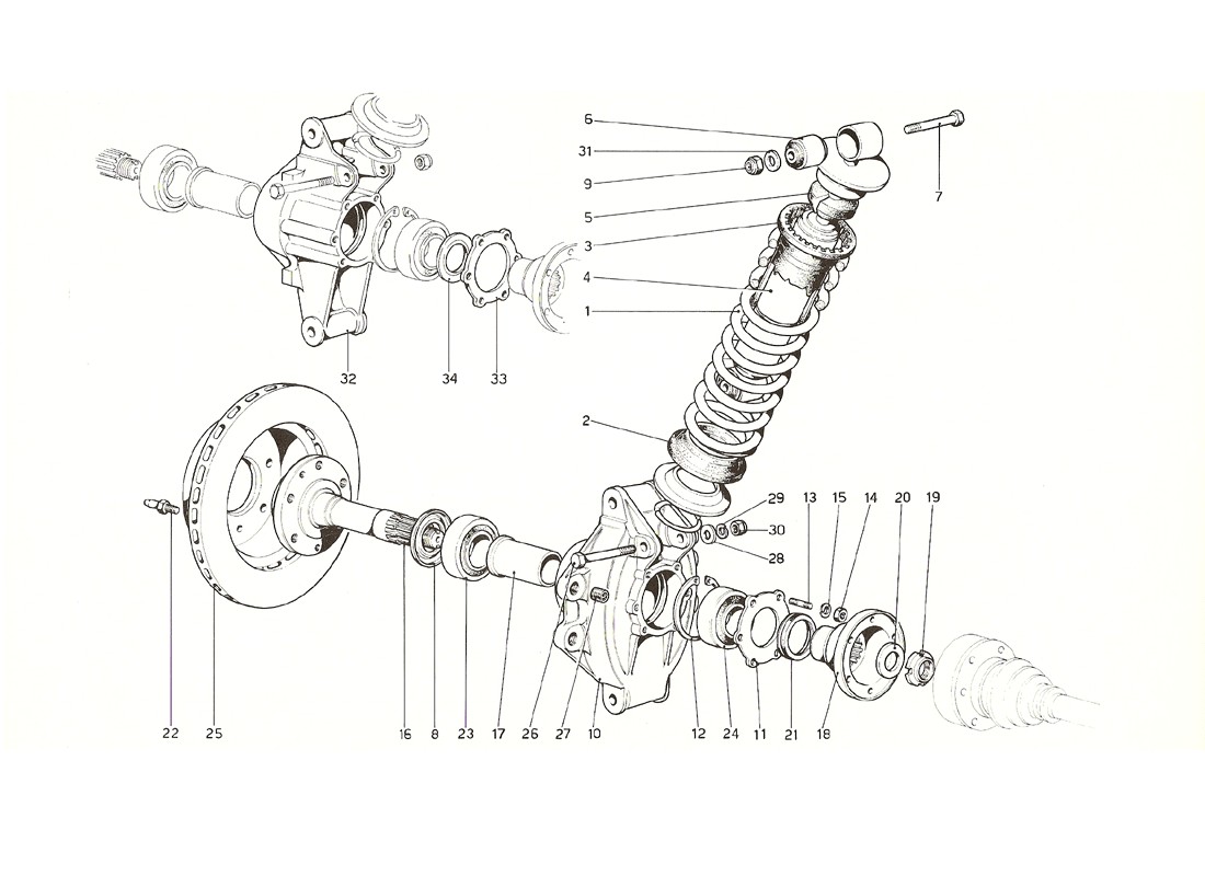 Schematic: Rear Suspension - Shock Absorber And Brake Discs